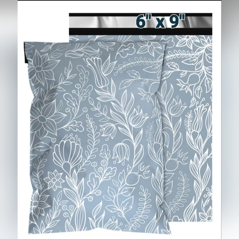 15 White Floral 6x9 Polymailers, PLUS 15 Thank You Stickers